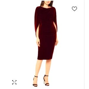 Betsy & Adam Velvet Cape Dress